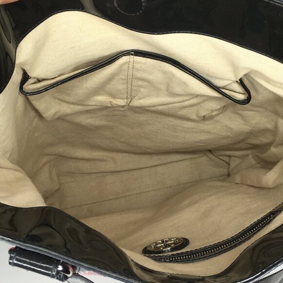 Tory Burch Quilted Pattern Studded Large Multicolor Geometric Patent Tote Bag - Picture 12 of 12